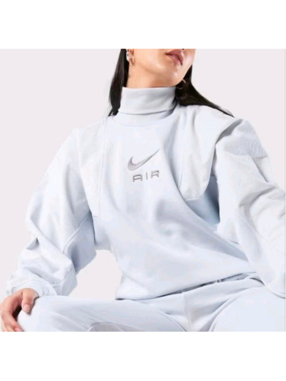 Nike Nsw Air Cord Fleece Sweatshirt Oversized Turtleneck Bat Sleeves Women's M